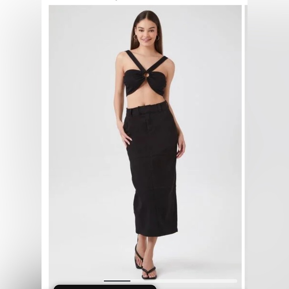 Split-Hem Pencil Midi Skirt